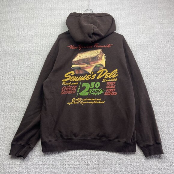 H&M x Sonnie's Deli Men's M Loose Fit Printed Hoodie Pocket Mocka Brown - Picture 1 of 11